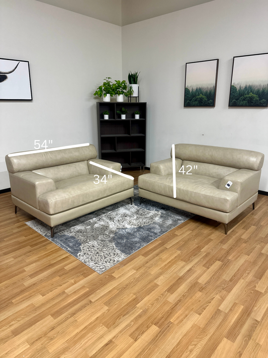 Leather Loveseats in Beige