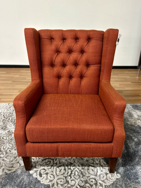 Linen Wingback Chair in Dark Orange