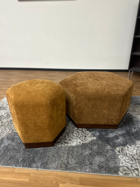 Hexagon Ottomans in Orange