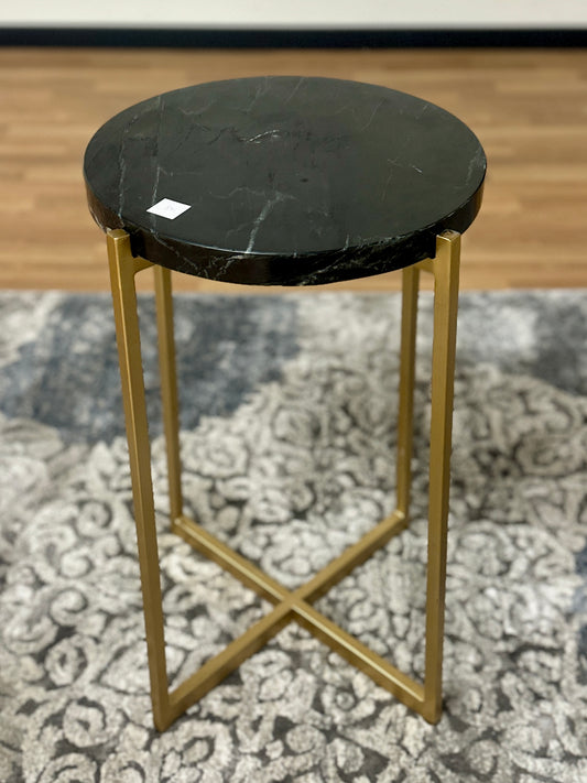 Marble Accent Table in Black & Gold