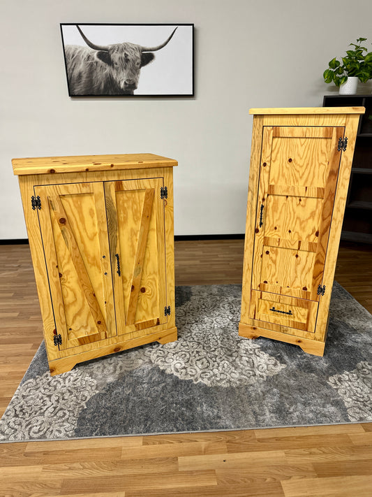 Wood Storage Cabinet Set
