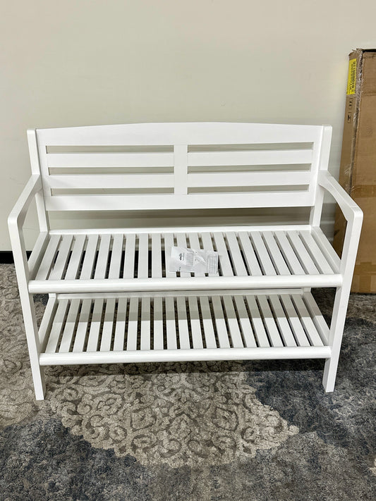 New Ridge Bench with Back in White