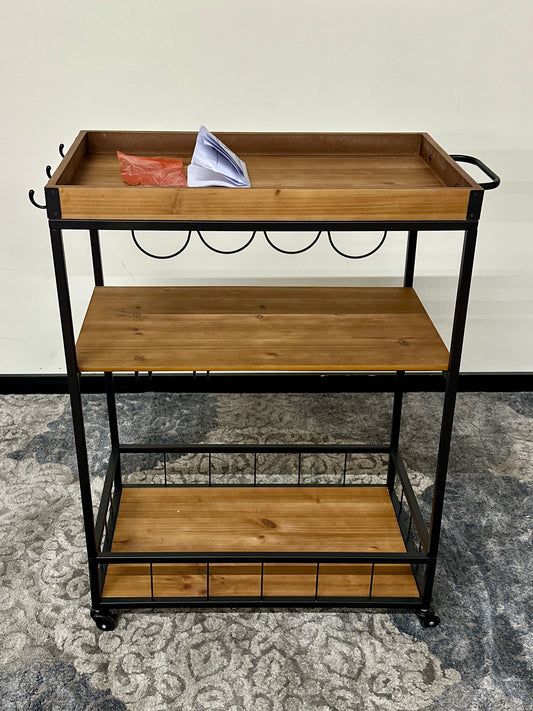 Baxton Studio Cerne Oak Bar Cart