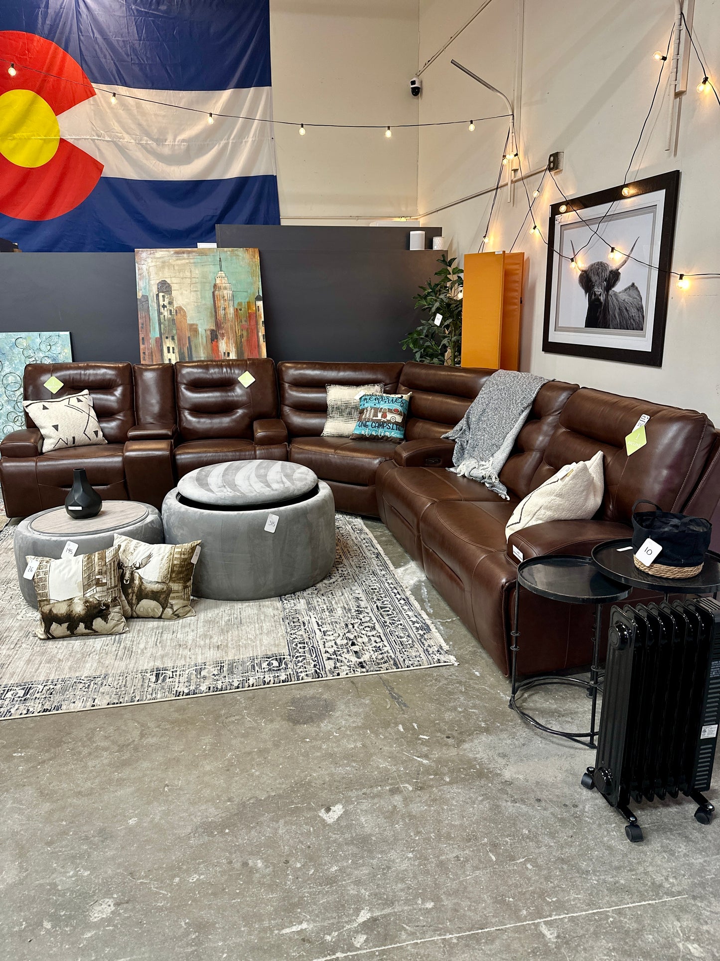 Leather Preston 3pc Recliner in Amando Chocolate