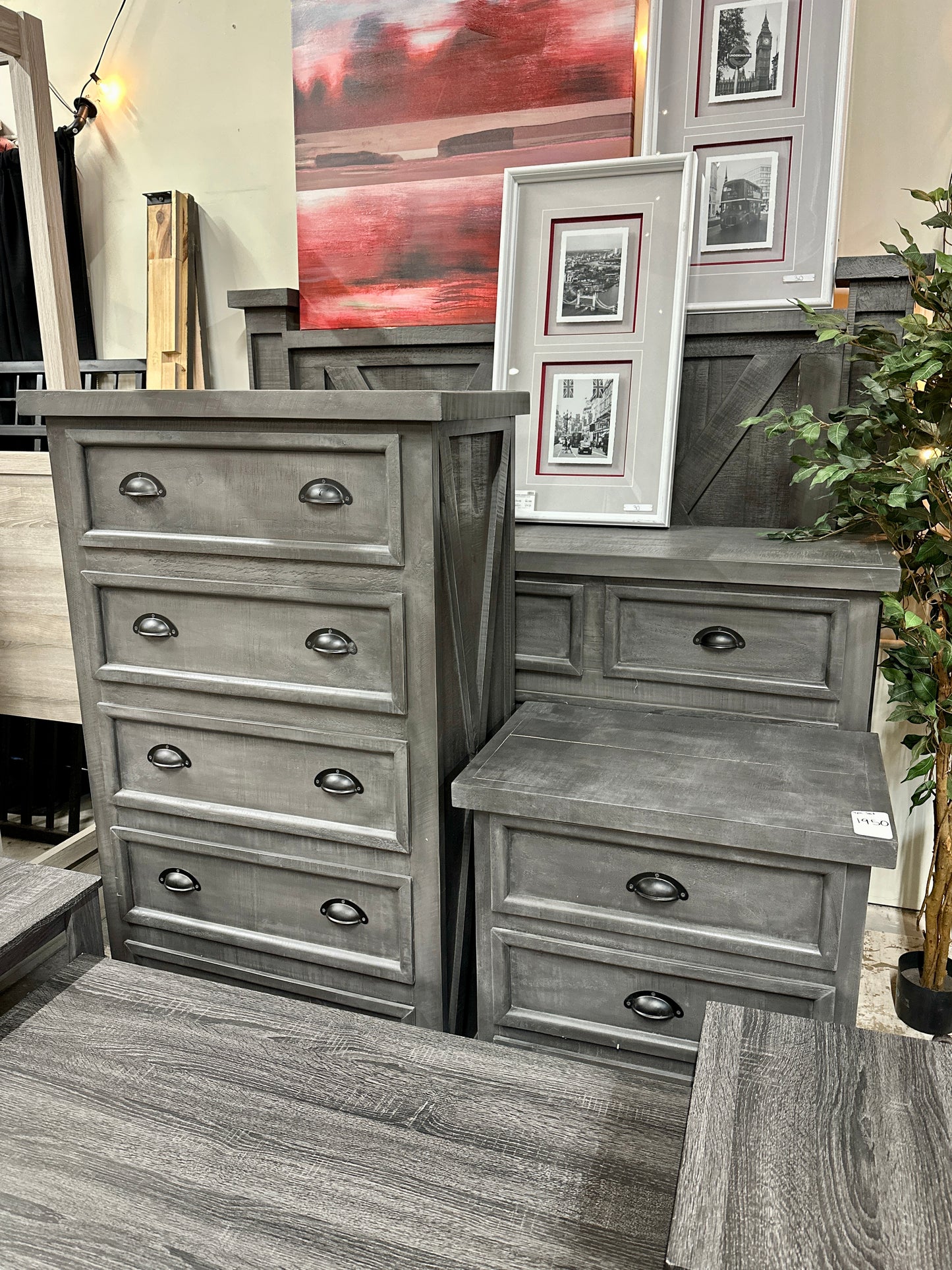 Texas Rustic Solid Pine 4‑Piece Queen Bedroom Set