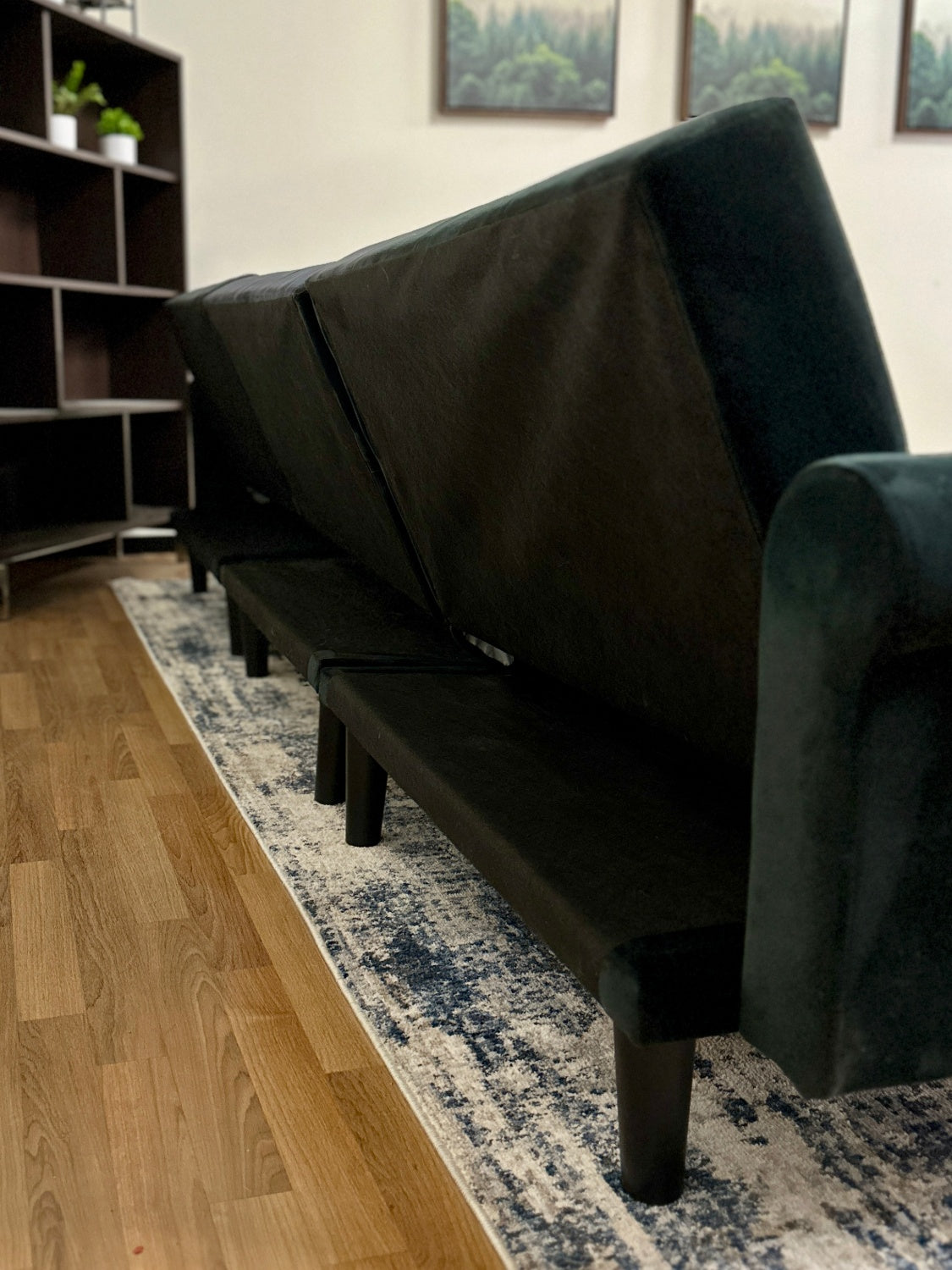 Black Tufted Pinhead Sectional w/ Chaise