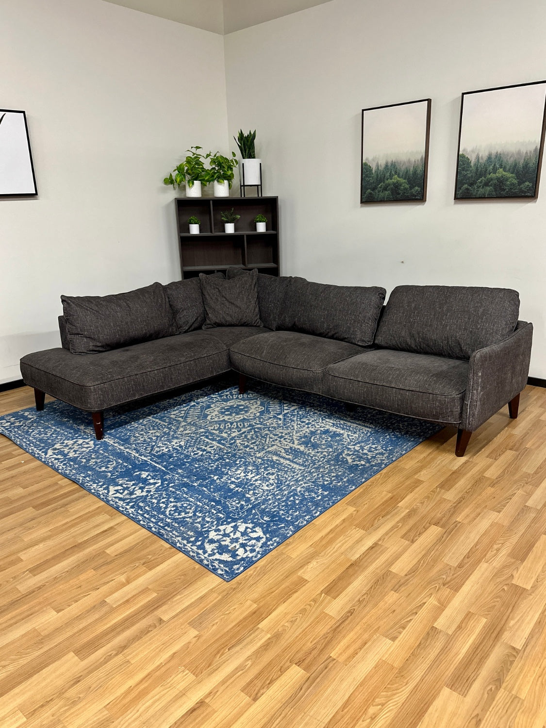 Dark Grey Sectional Sofa w/ Chaise