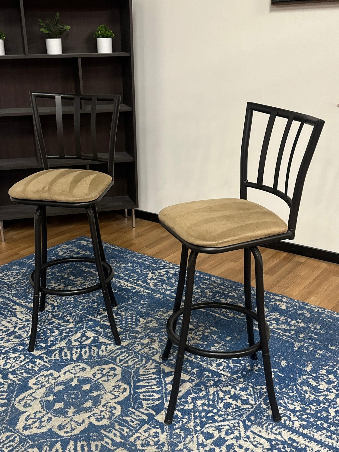 Beige Black Barstools