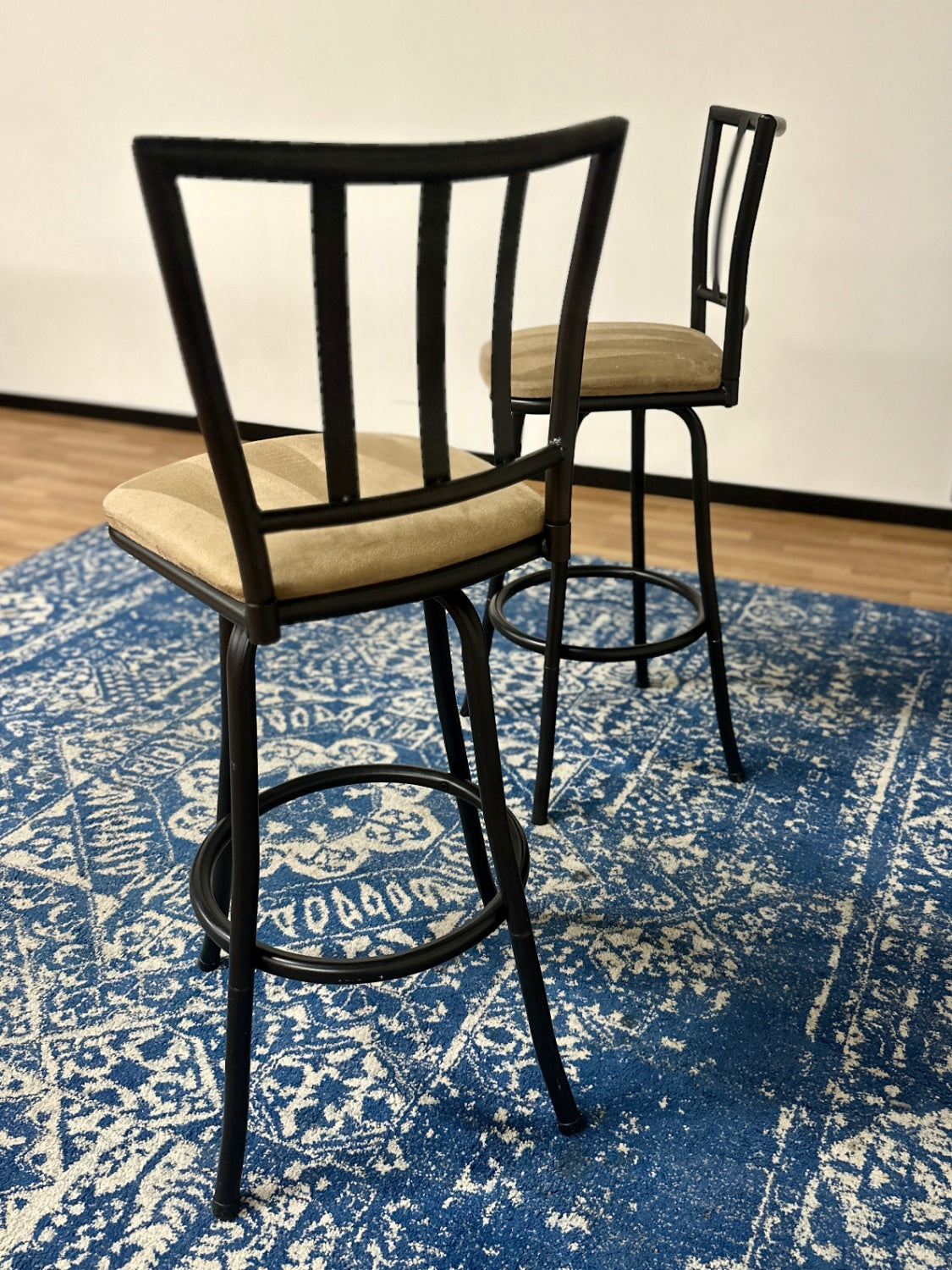Beige Black Barstools