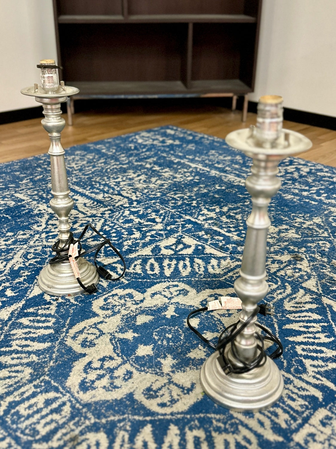 (2) Silver Lamp Base