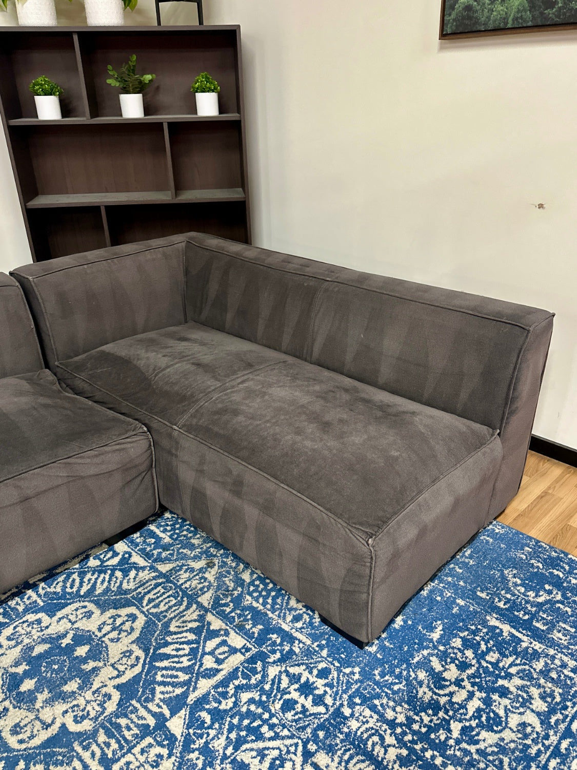 Gray Microfiber Sectional Sofa