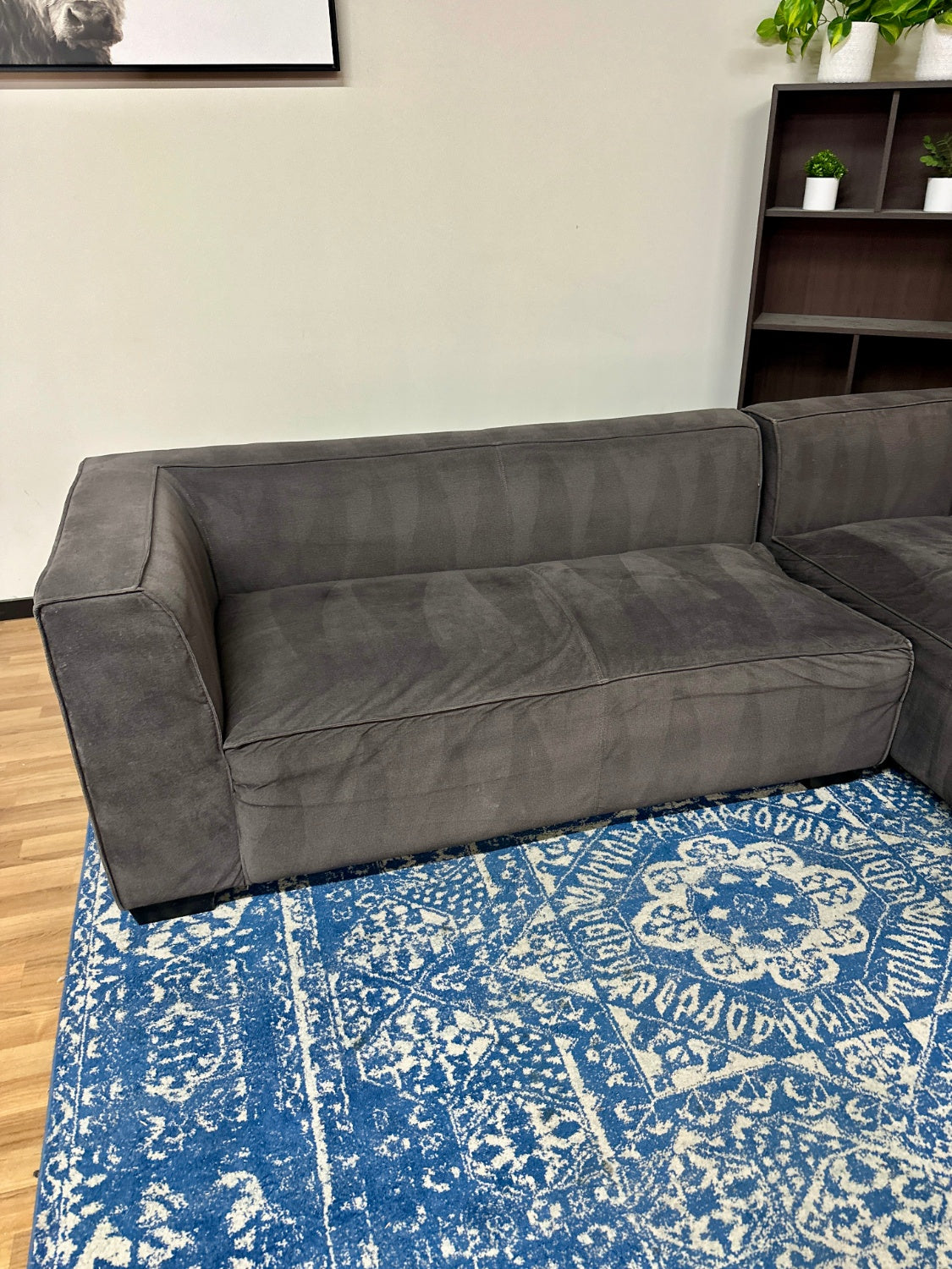 Gray Microfiber Sectional Sofa