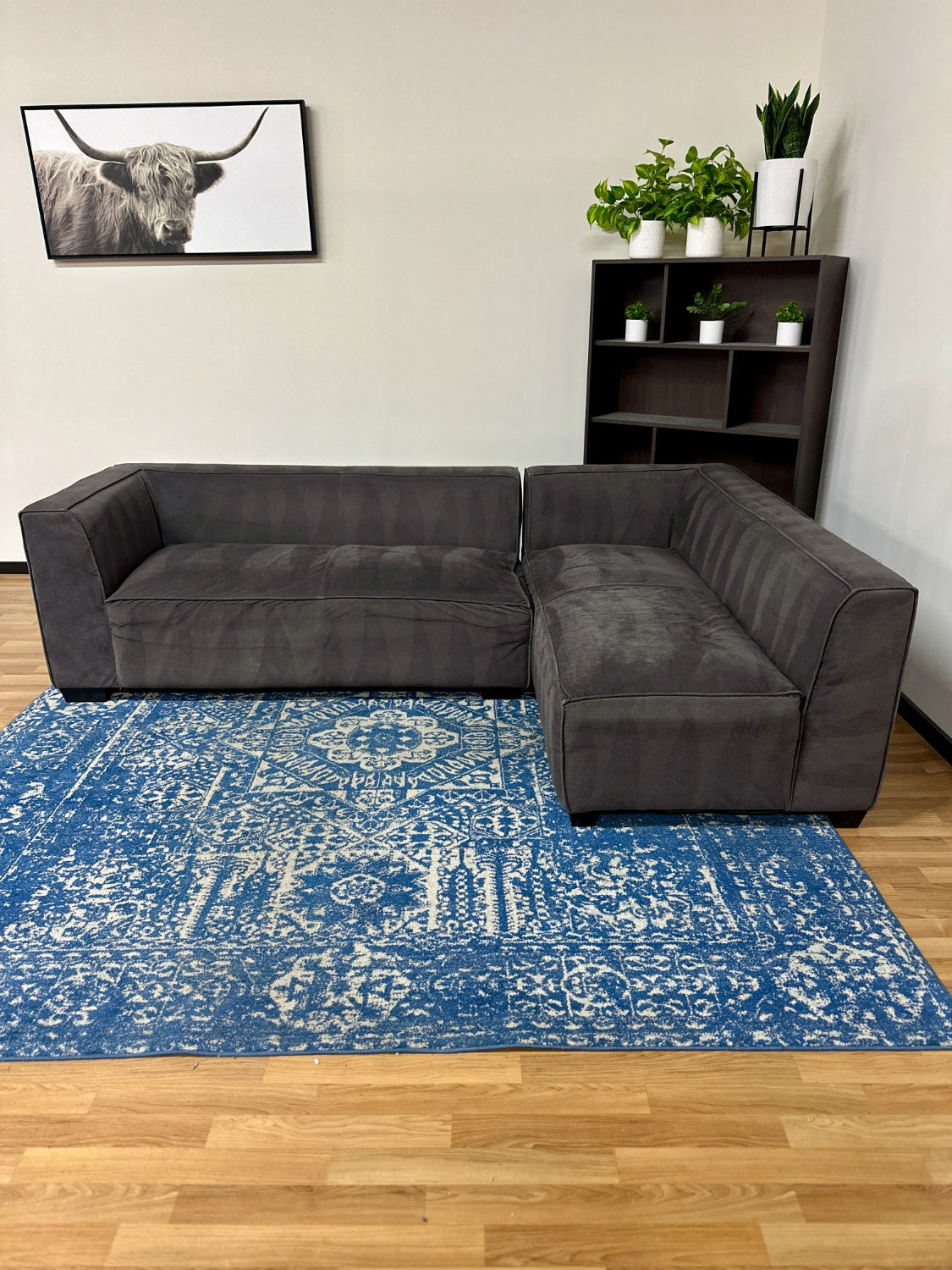 Gray Microfiber Sectional Sofa