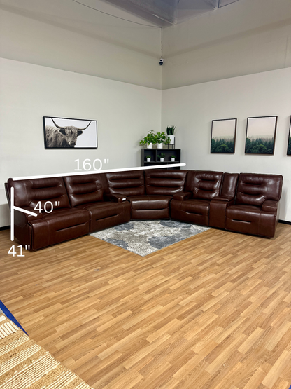 Leather Preston 3pc Recliner in Amando Chocolate