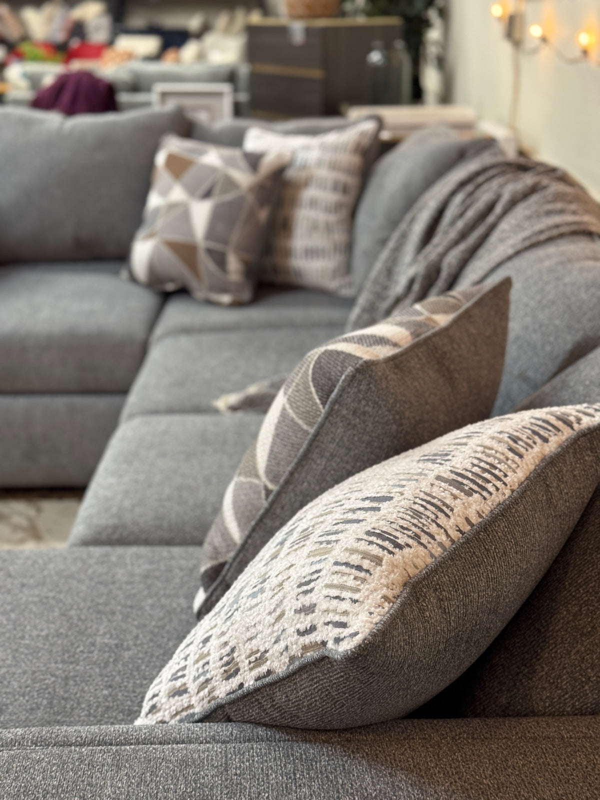 Granite L-Shape Sectional in Ash Gray