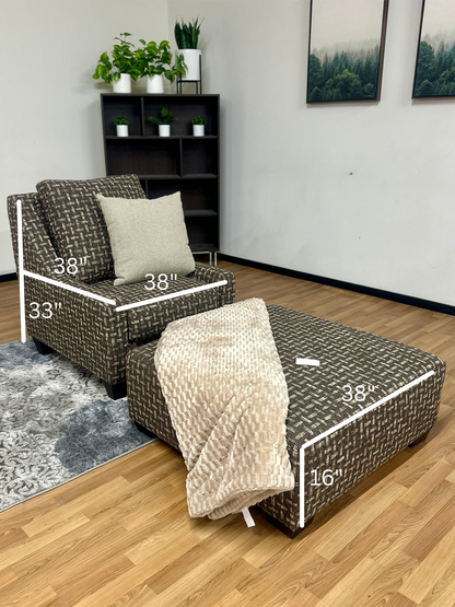 Accent Chair & Ottoman Set in Brown
