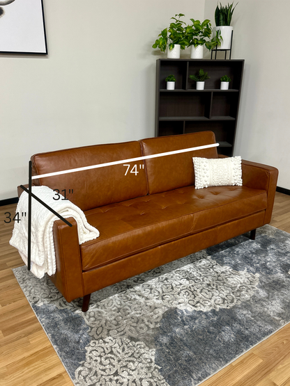 Mempra Genuine Leather Sofa in Rust Orange