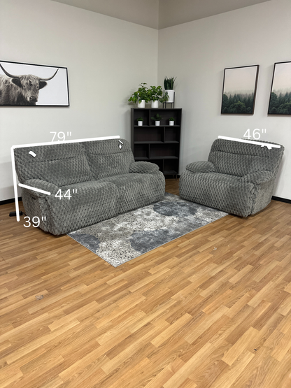 Fluffy 2pc Recliner Set in Fluffy Silver