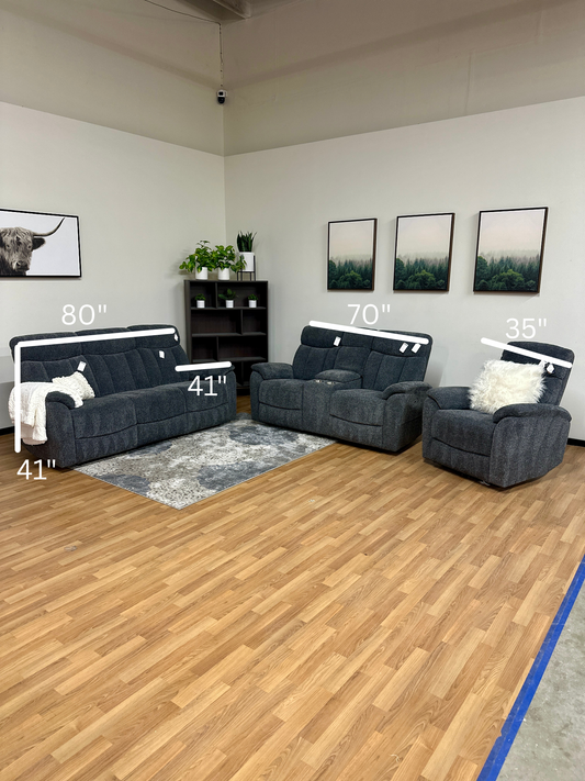 3pc Reclining Set in Slate Gray