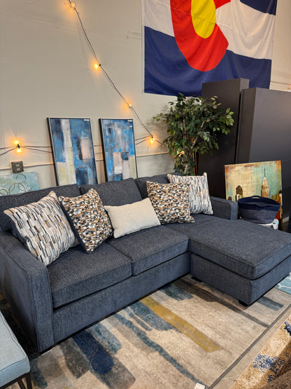 Aspen Reversible Chaise Sofa in Blue Indigo