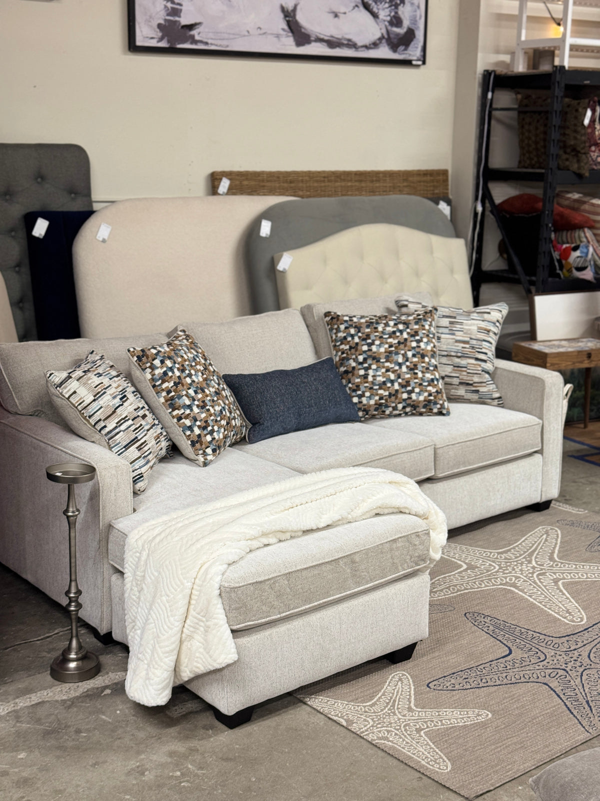 Aspen Reversible Chaise Sofa in Cashmere White
