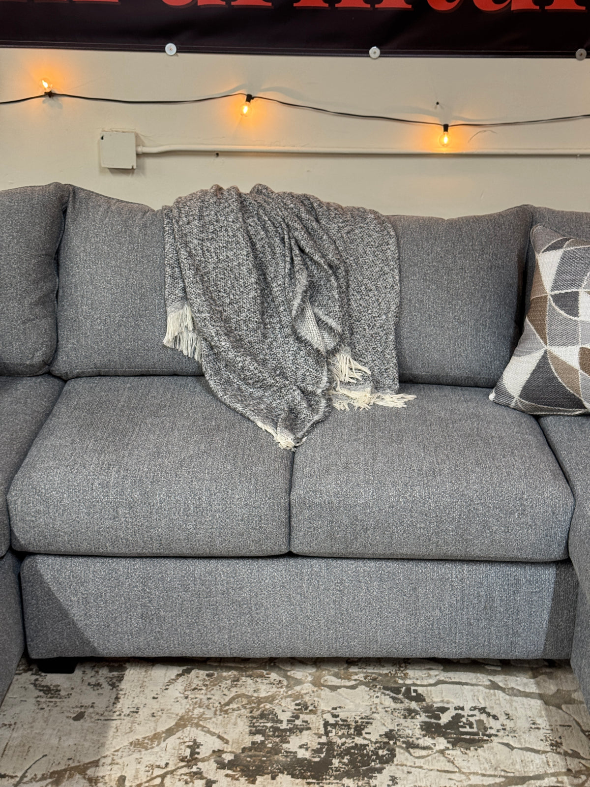 Granite L-Shape Sectional in Ash Gray