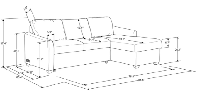 Coddle Cameron Fabric Sofa Chaise
