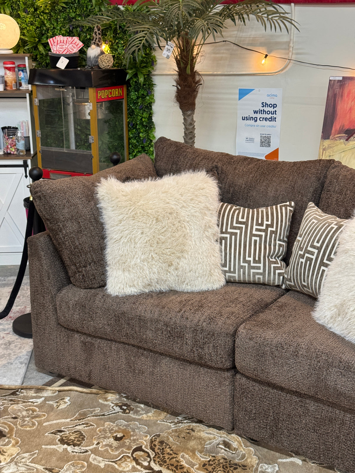 Boulder Corner Loveseat in Chocolate