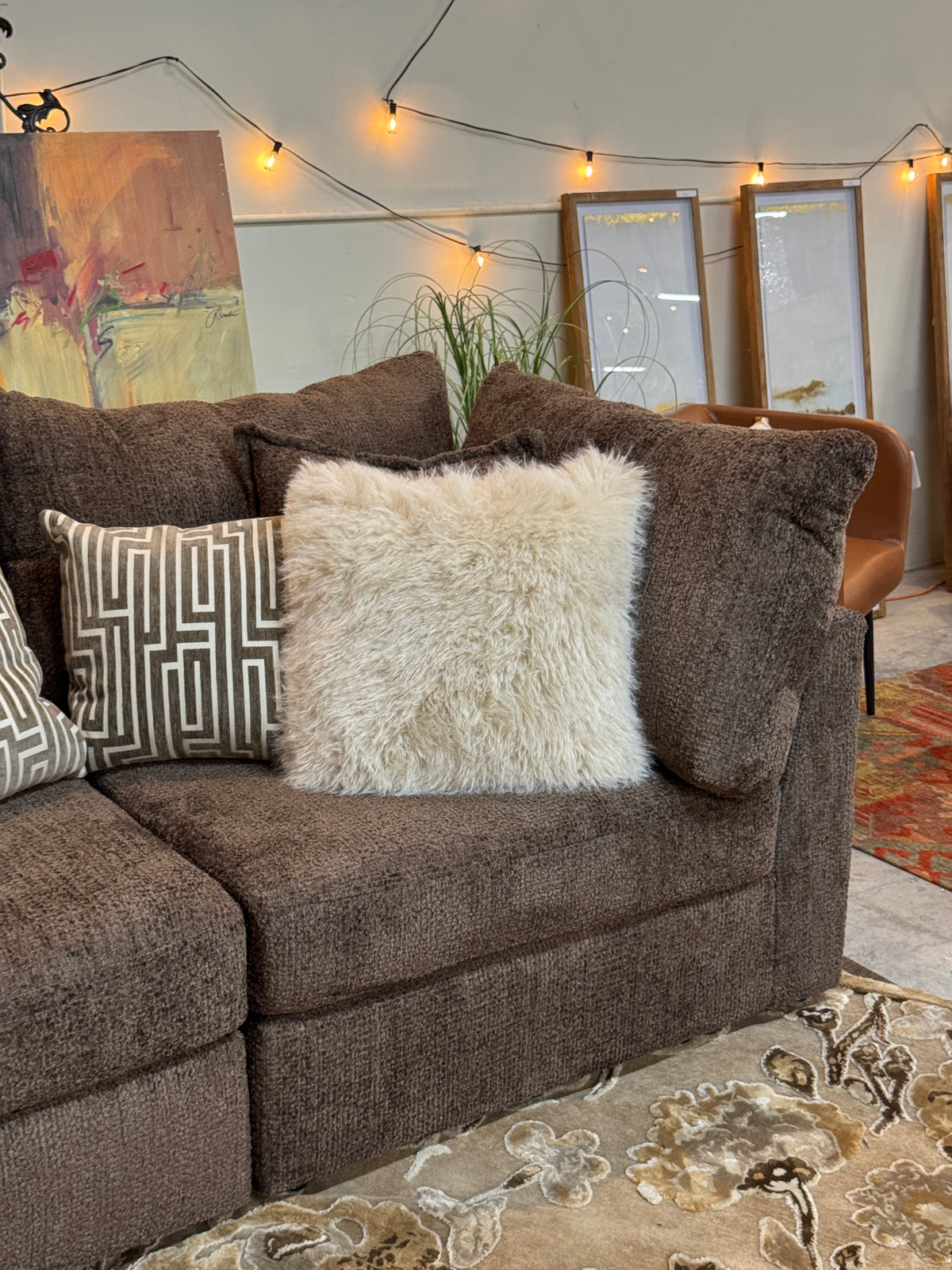 Boulder Corner Loveseat in Chocolate
