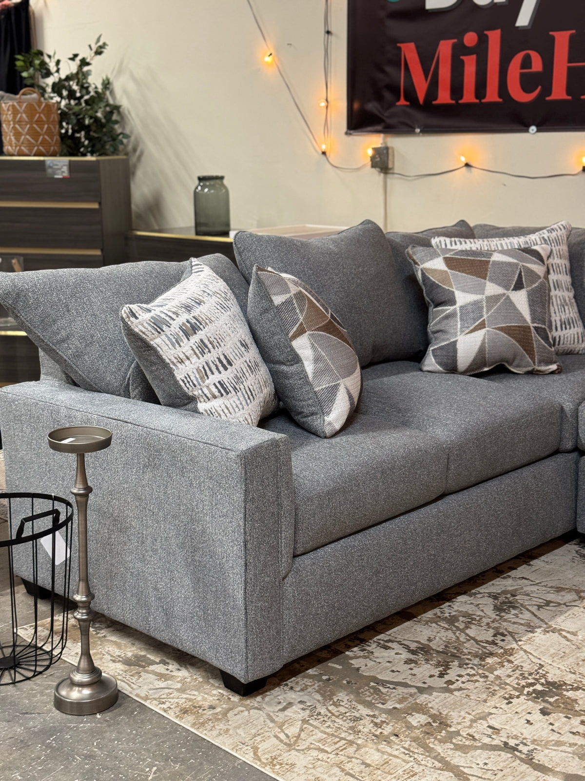 Granite L-Shape Sectional in Ash Gray