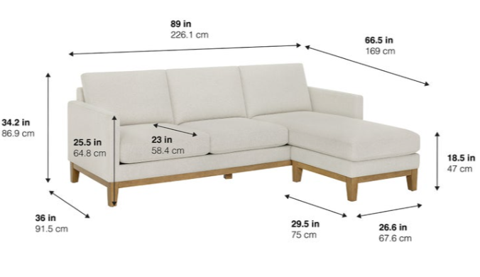 Henredon Murphy Fabric Sofa with Reversible Chaise