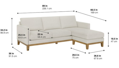 Henredon Murphy Fabric Sofa with Reversible Chaise