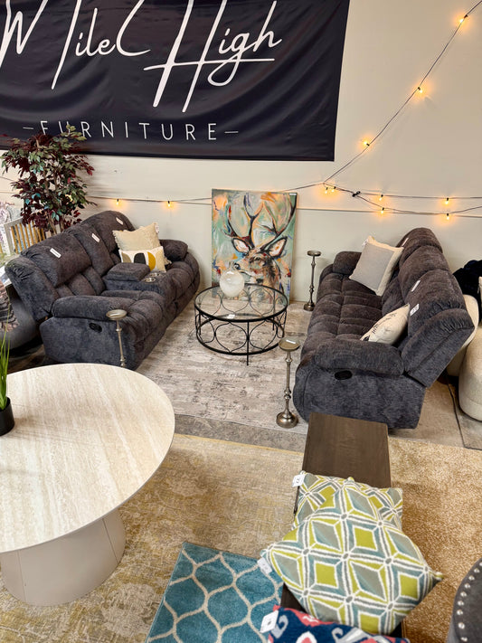 2pc Sofa Recliner Set in Gray