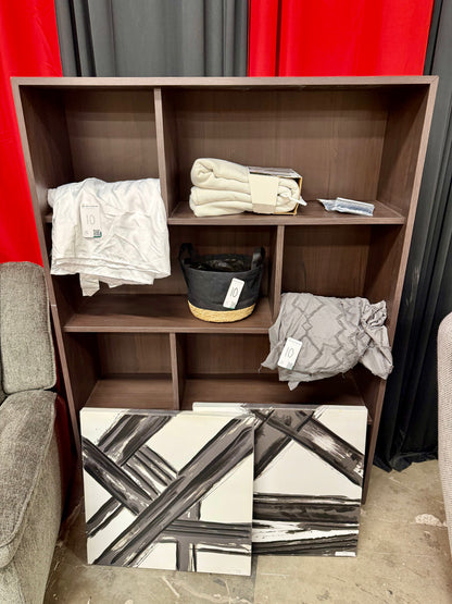 Asymmetrical 5 Shelf Bookcase in Walnut Finish