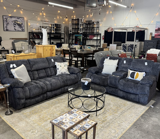 2-Piece Reclining Sofa & Loveseat Set in Dark Gray