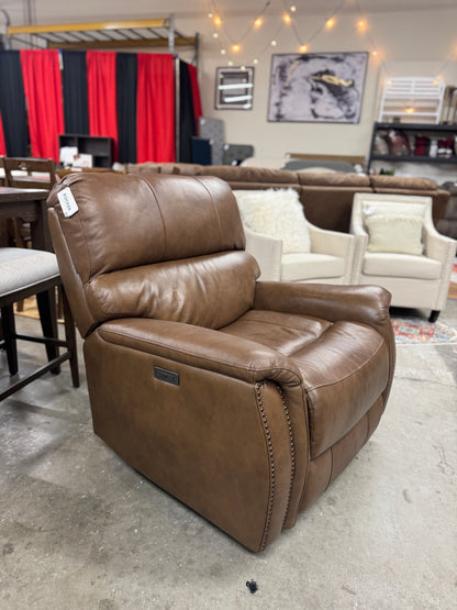 Barcalounger Presley Leather Power Rocker Recliner with Power Headrest