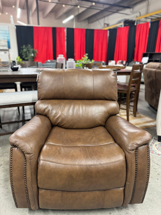 Barcalounger Presley Leather Power Rocker Recliner with Power Headrest