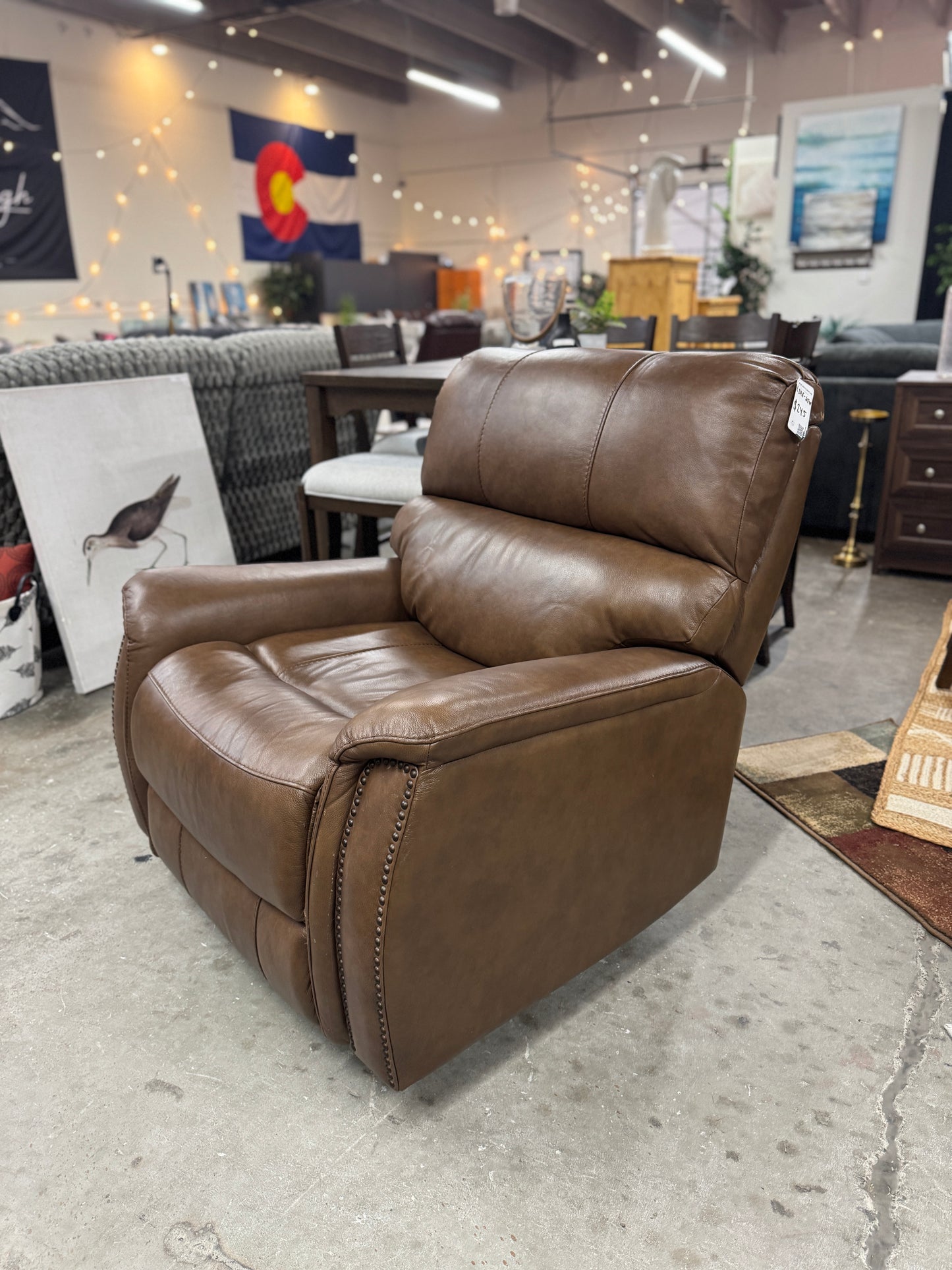 Barcalounger Presley Leather Power Rocker Recliner with Power Headrest