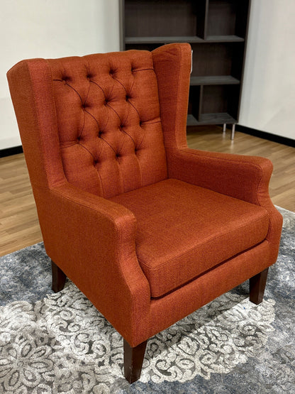 Linen Wingback Chair in Dark Orange
