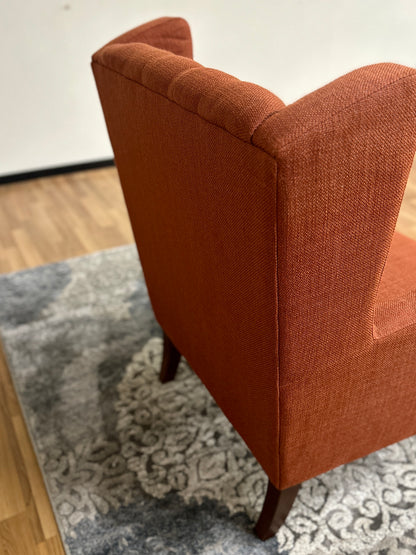Linen Wingback Chair in Dark Orange
