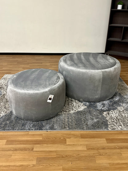 Velvet Storage Ottomans in Light Grey