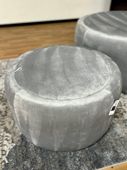Velvet Storage Ottomans in Light Grey