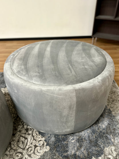 Velvet Storage Ottomans in Light Grey