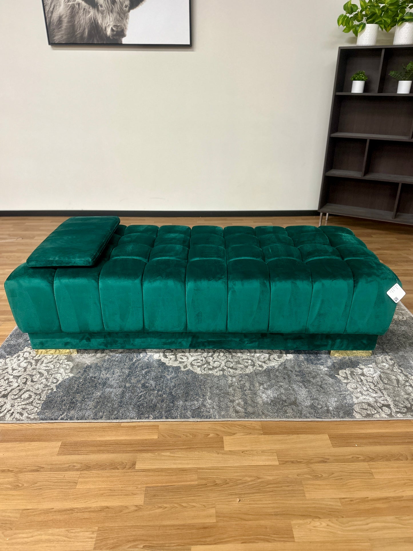 Ariana Green Velvet Ottoman in Green