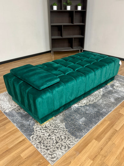 Ariana Green Velvet Ottoman in Green
