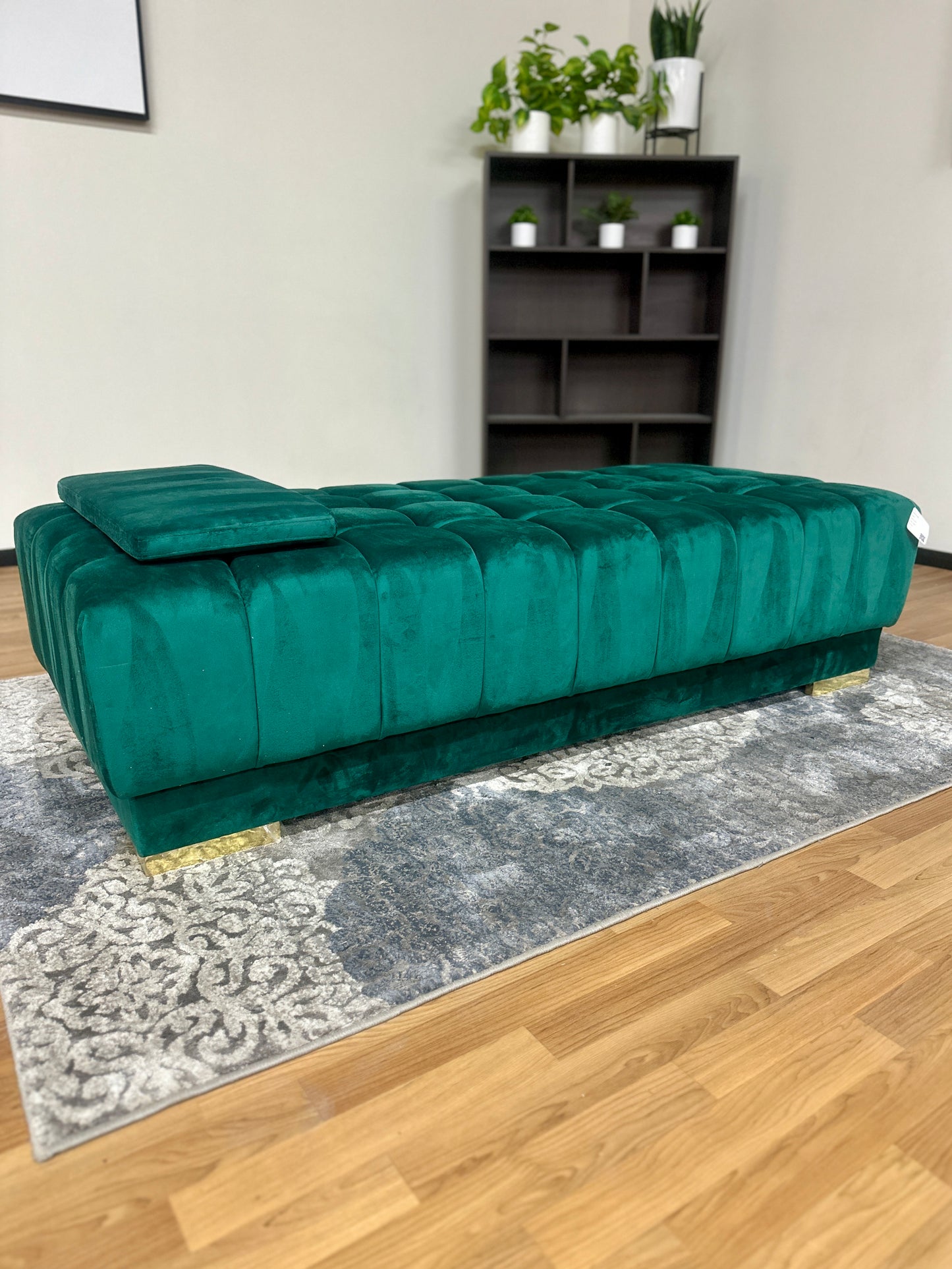 Ariana Green Velvet Ottoman in Green