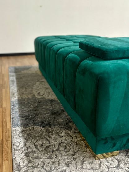 Ariana Green Velvet Ottoman in Green