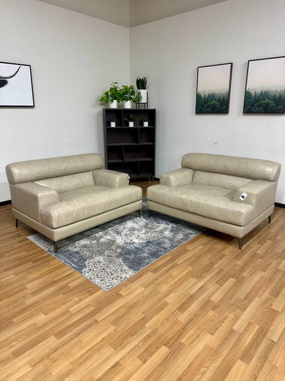 Leather Loveseats in Beige