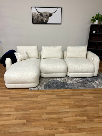 Boucle 3pc Sectional in White