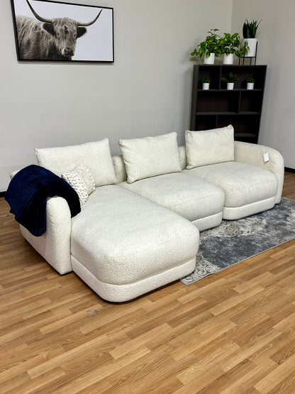 Boucle 3pc Sectional in White